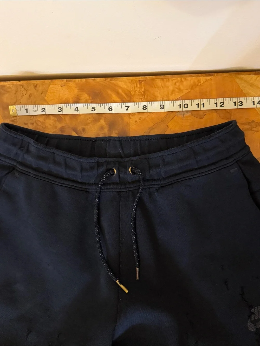 Nike Tech Fleece Joggers Sweatpants Black Small Distressed Pockets Drawstring
